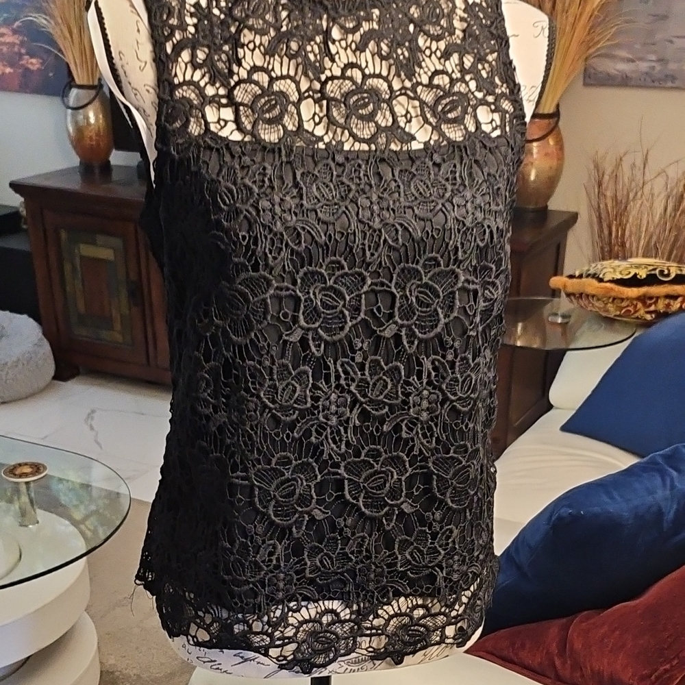 Nanette Lepore Black Lace Sleeveless Blouse S